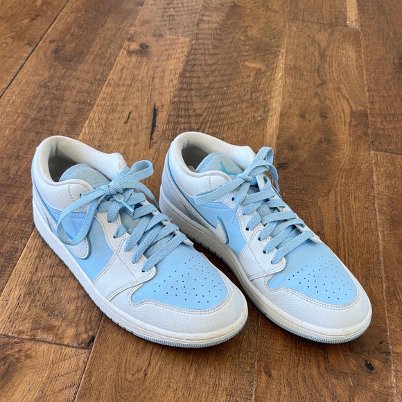 Jordan’s woman’s Light Blue and White Sneakers - Picture 1 of 3